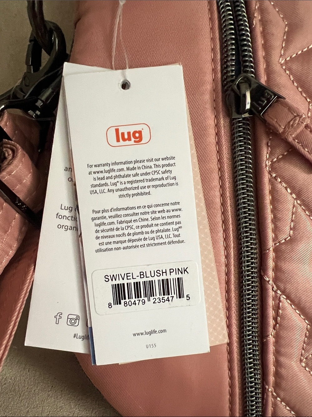 NWT Lug Swivel Convertible Crossbody Bag with 2 Straps in Blush Pink - Picture 2 of 14